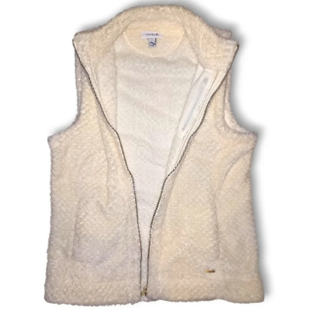 Calvin Klein | Fleece Full-Zip Vest | Ivory | Size Medium | EUC - Picture 5 of 10